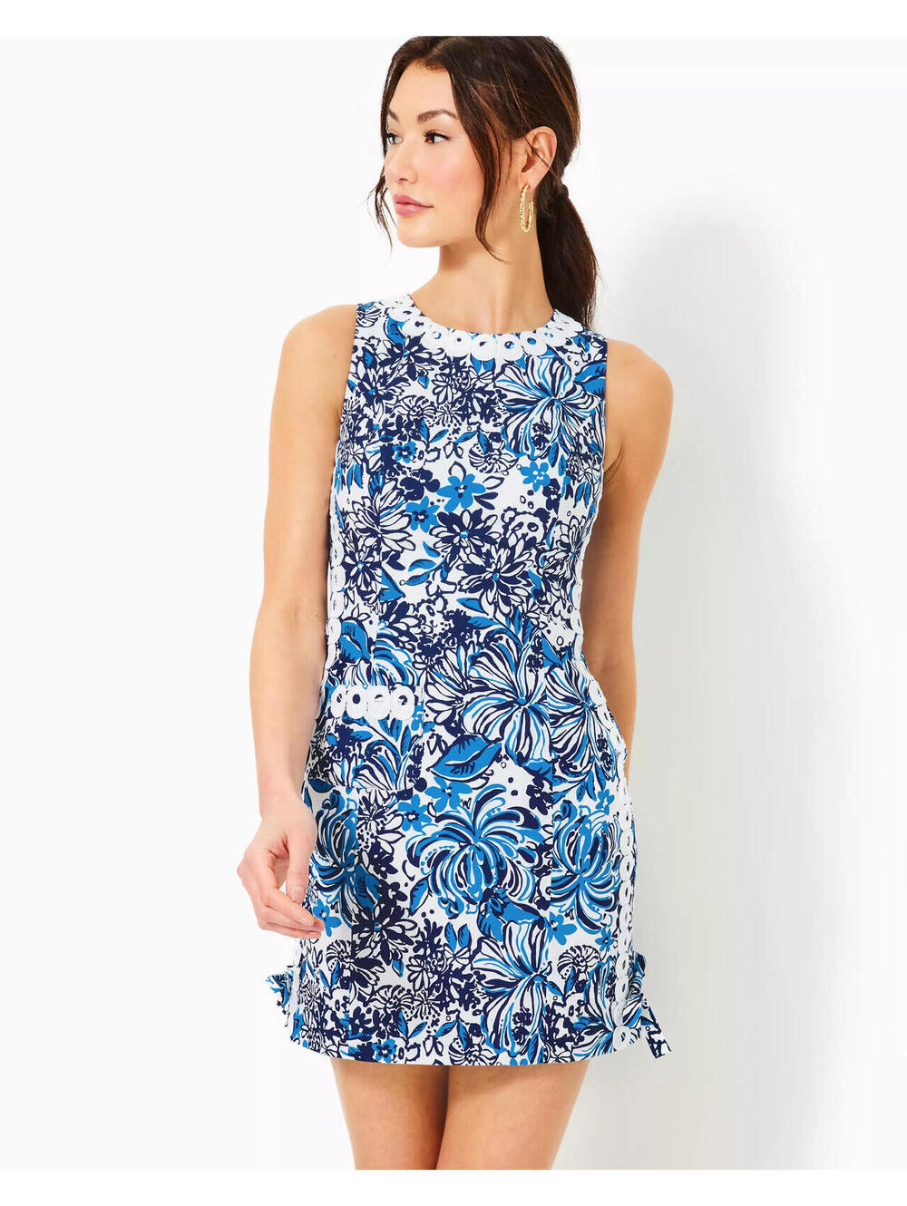 Lilly Pulitzer Mila Stretch Shift Dress Low Tidy Navy Pandarama Size 8